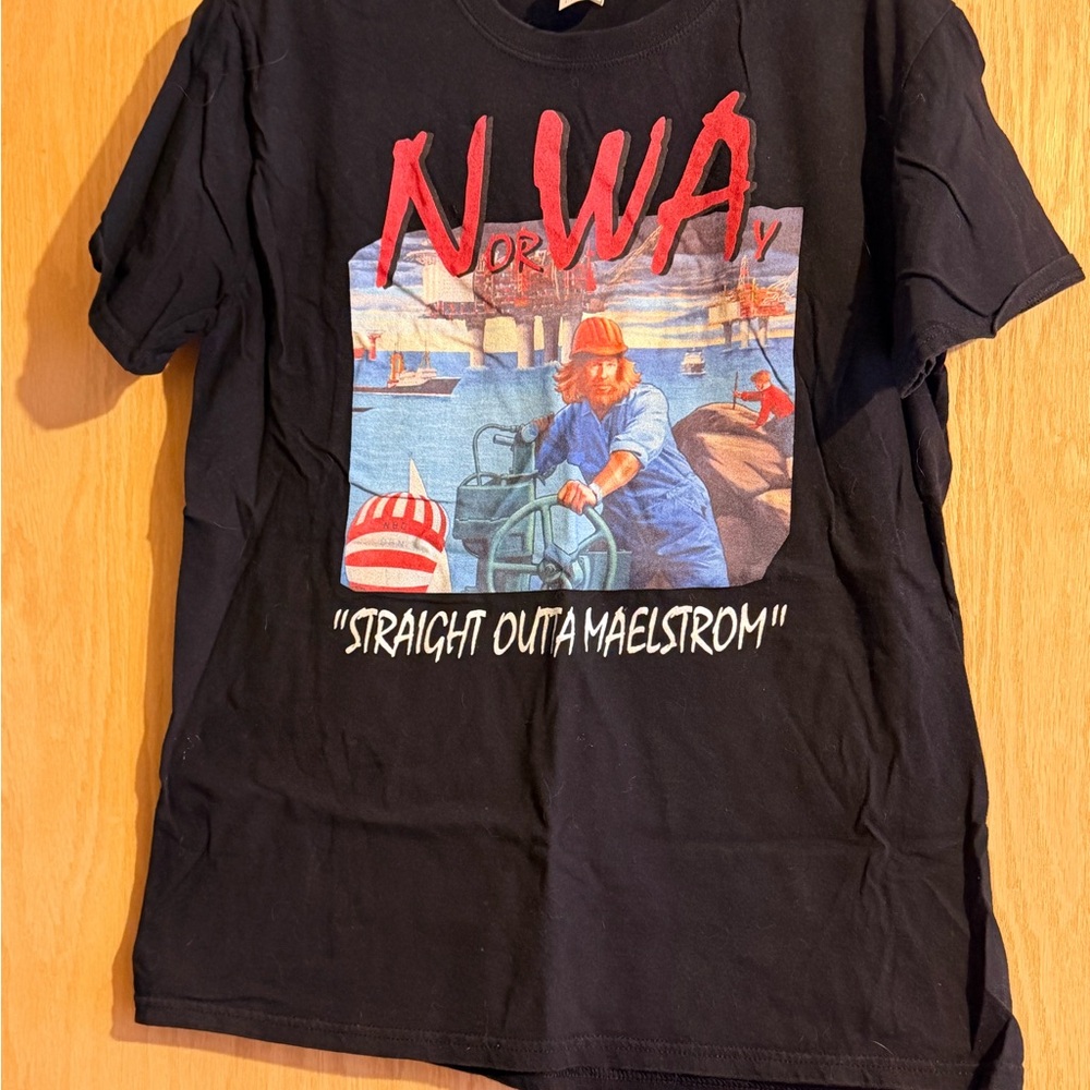 Black Graphic T-Shirt with maelstrom ride print